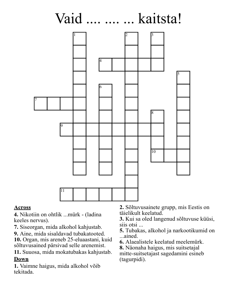 Vaid .... .... ... kaitsta! Crossword
