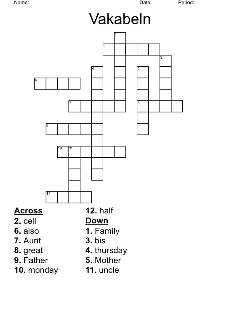 Vakabeln Crossword