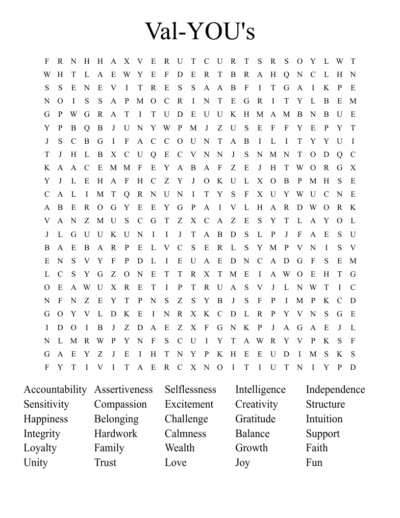 Val-YOU's Word Search