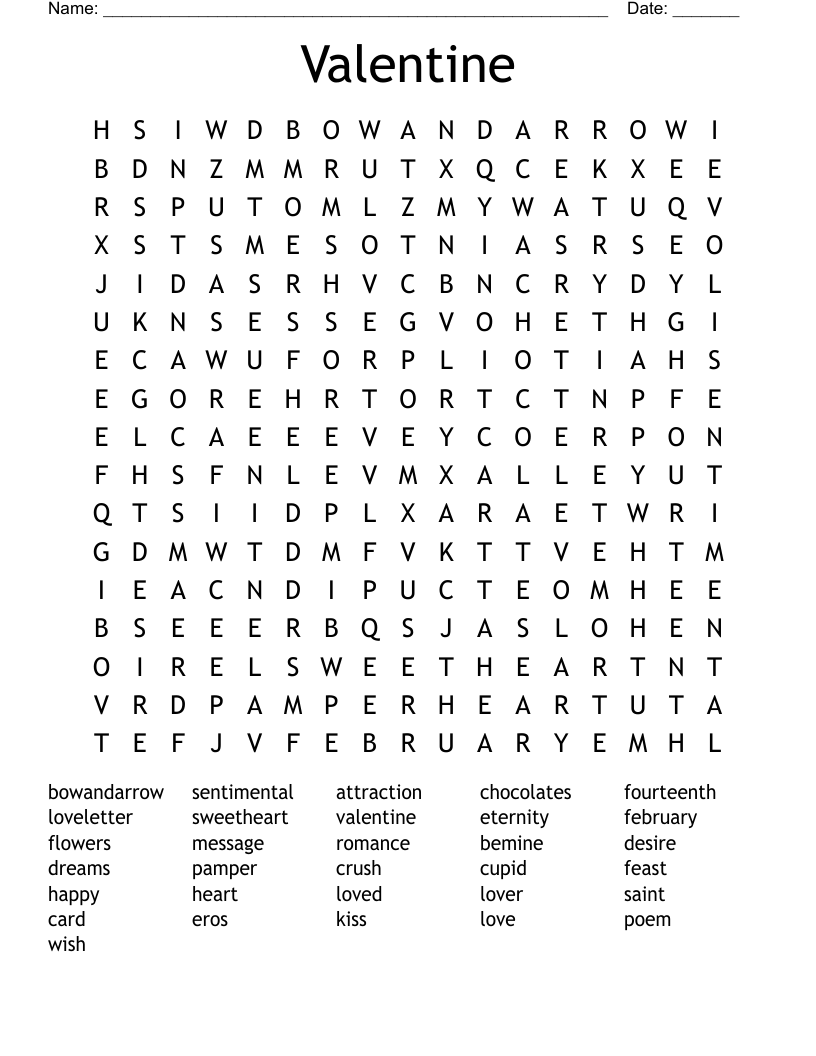 Valentine Word Search