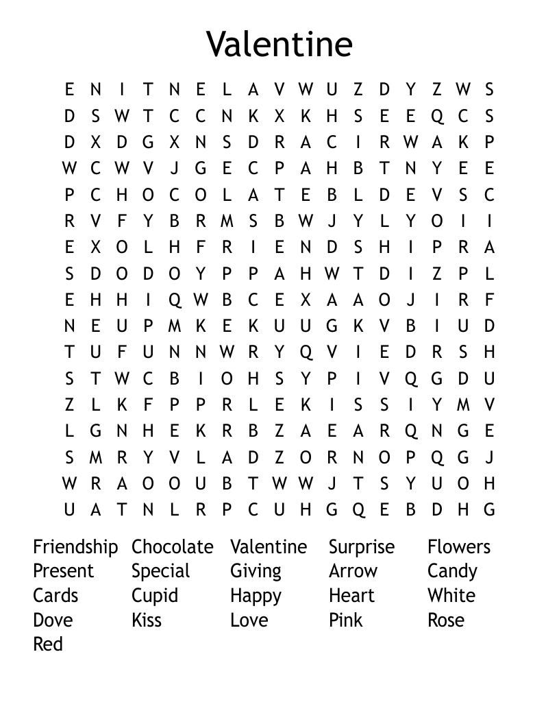 Valentine Word Search