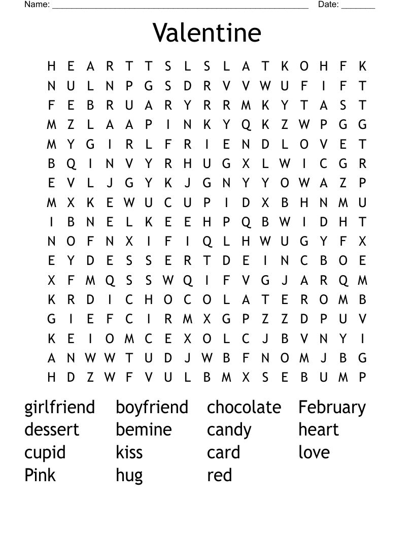 Valentine Word Search