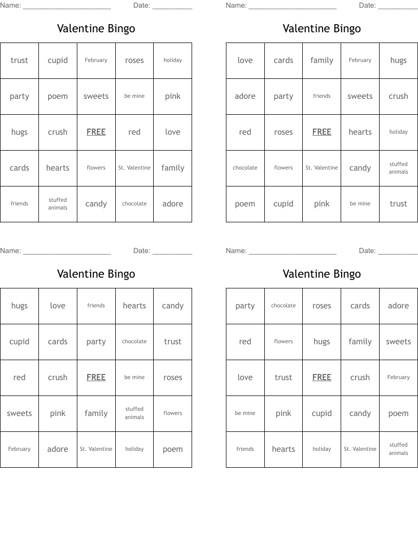 Valentine Bingo