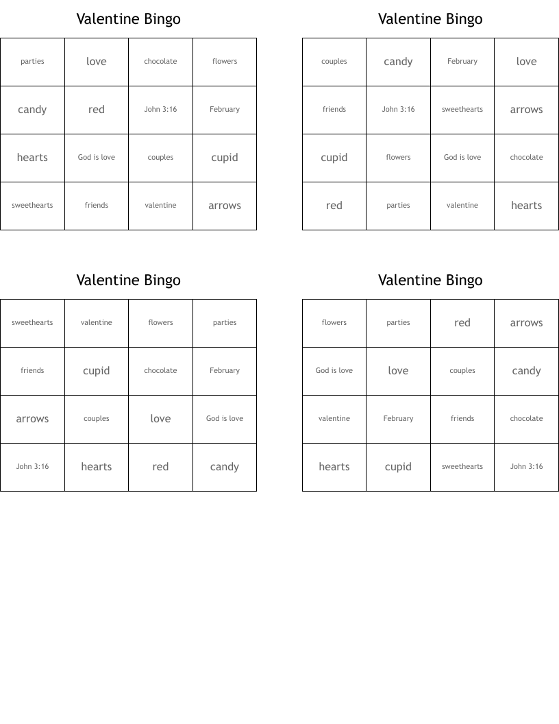 Valentine Bingo