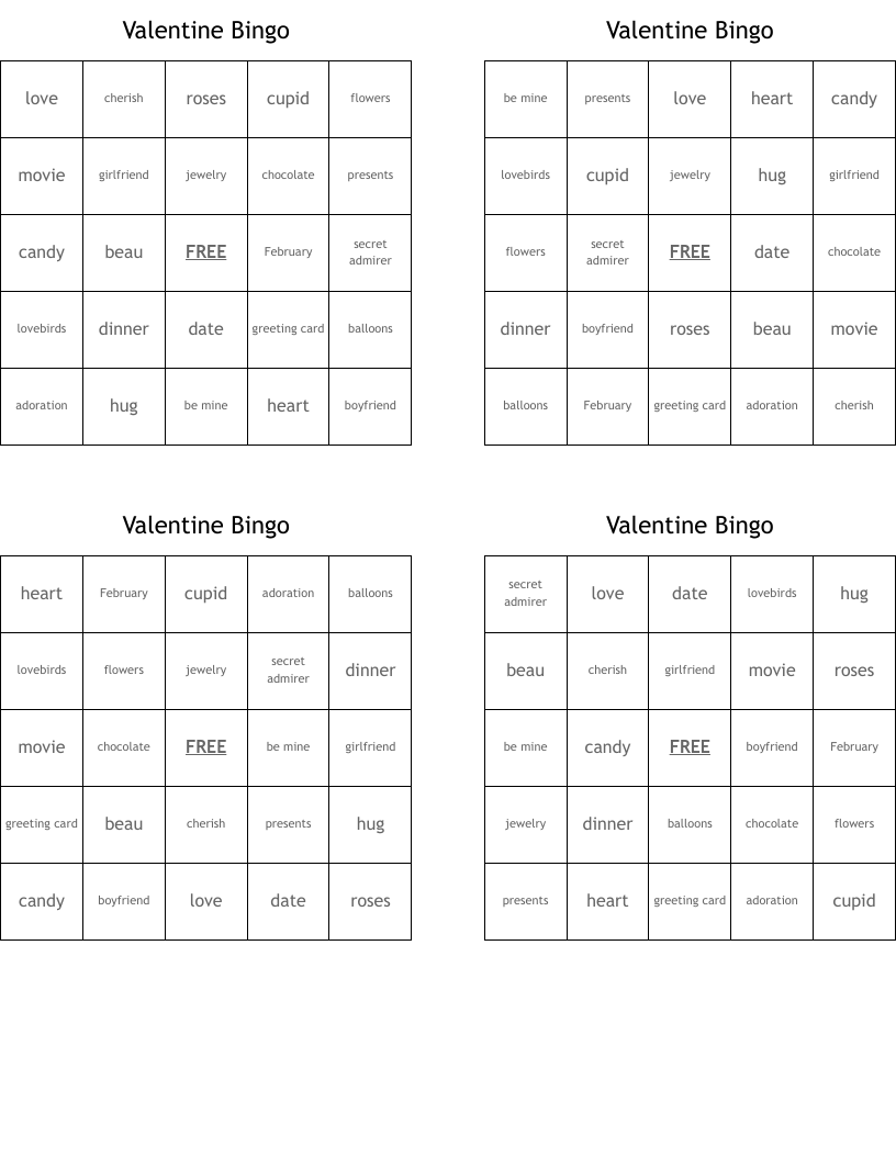 Valentine Bingo