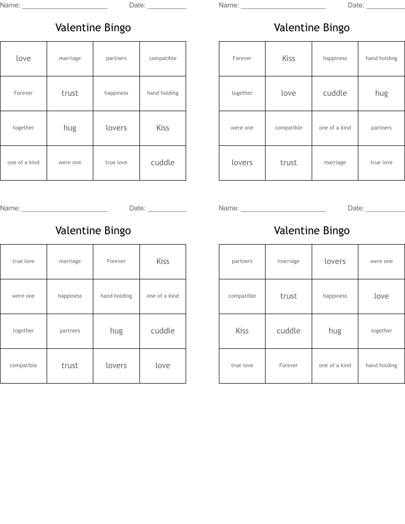 Valentine Bingo