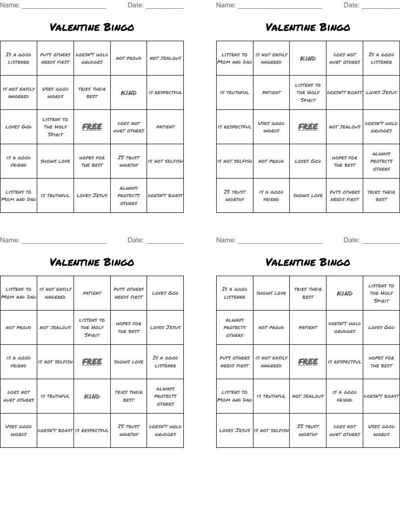 Valentine Bingo