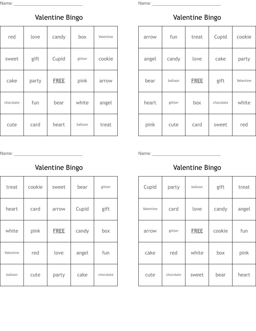 Valentine Bingo