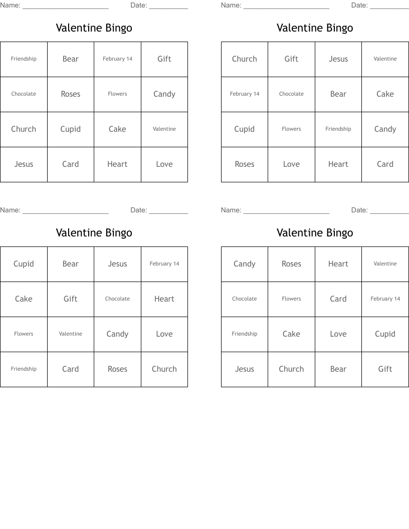 Valentine Bingo