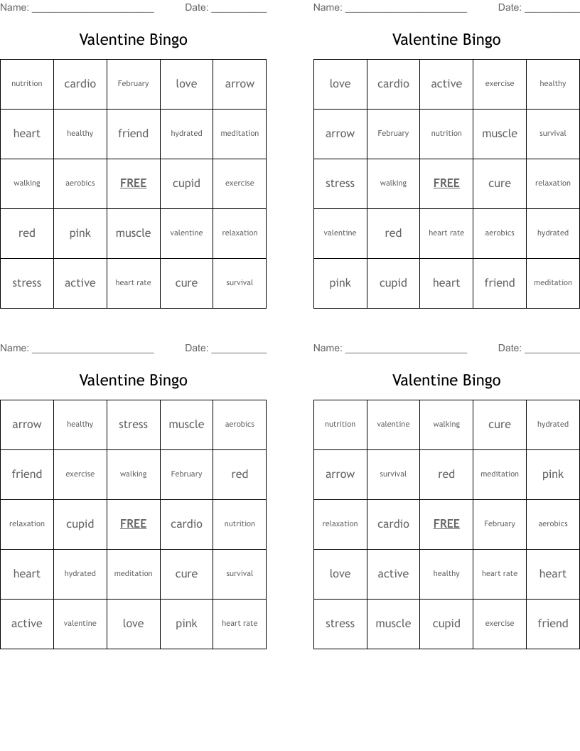 Valentine Bingo