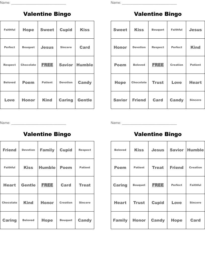 Valentine Bingo