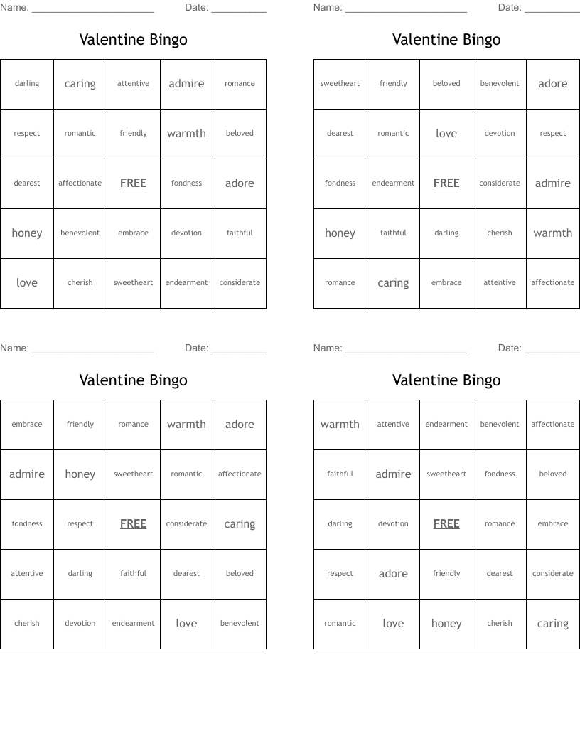Valentine Bingo