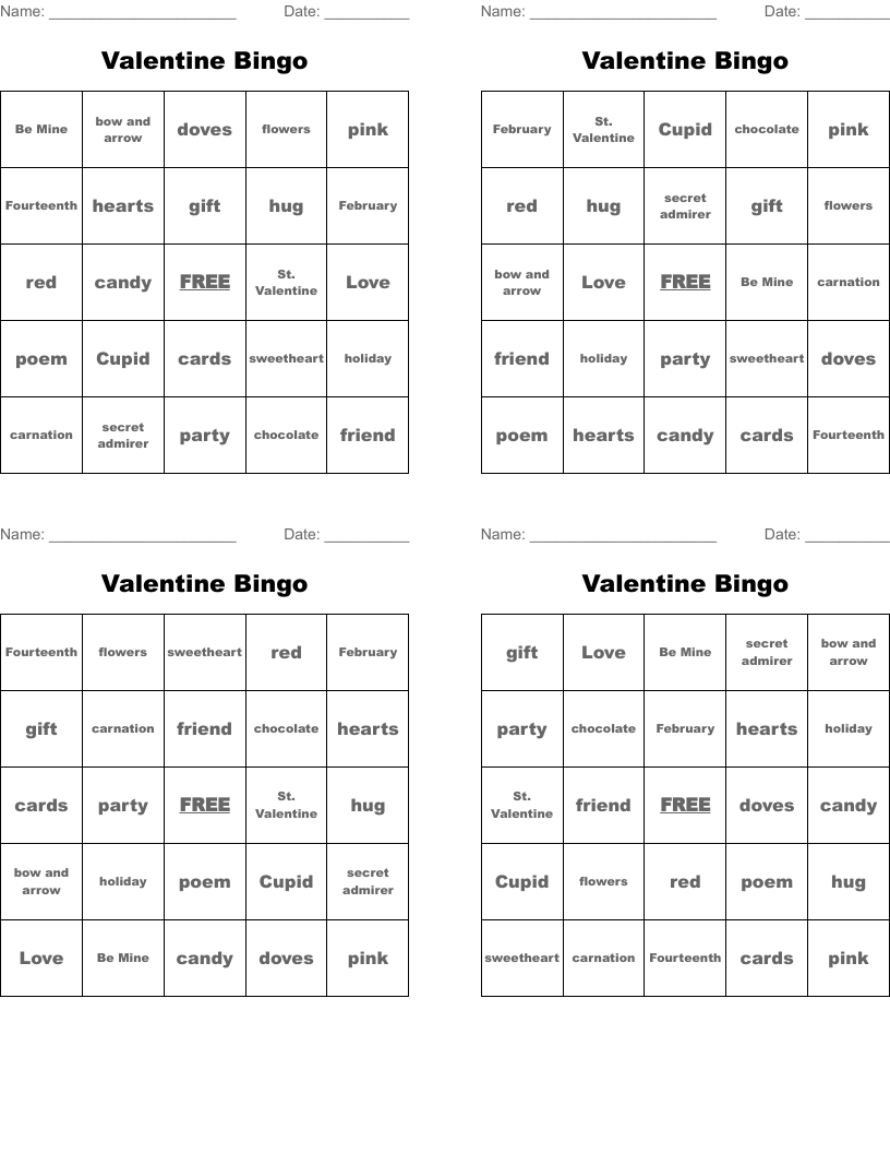 Valentine Bingo