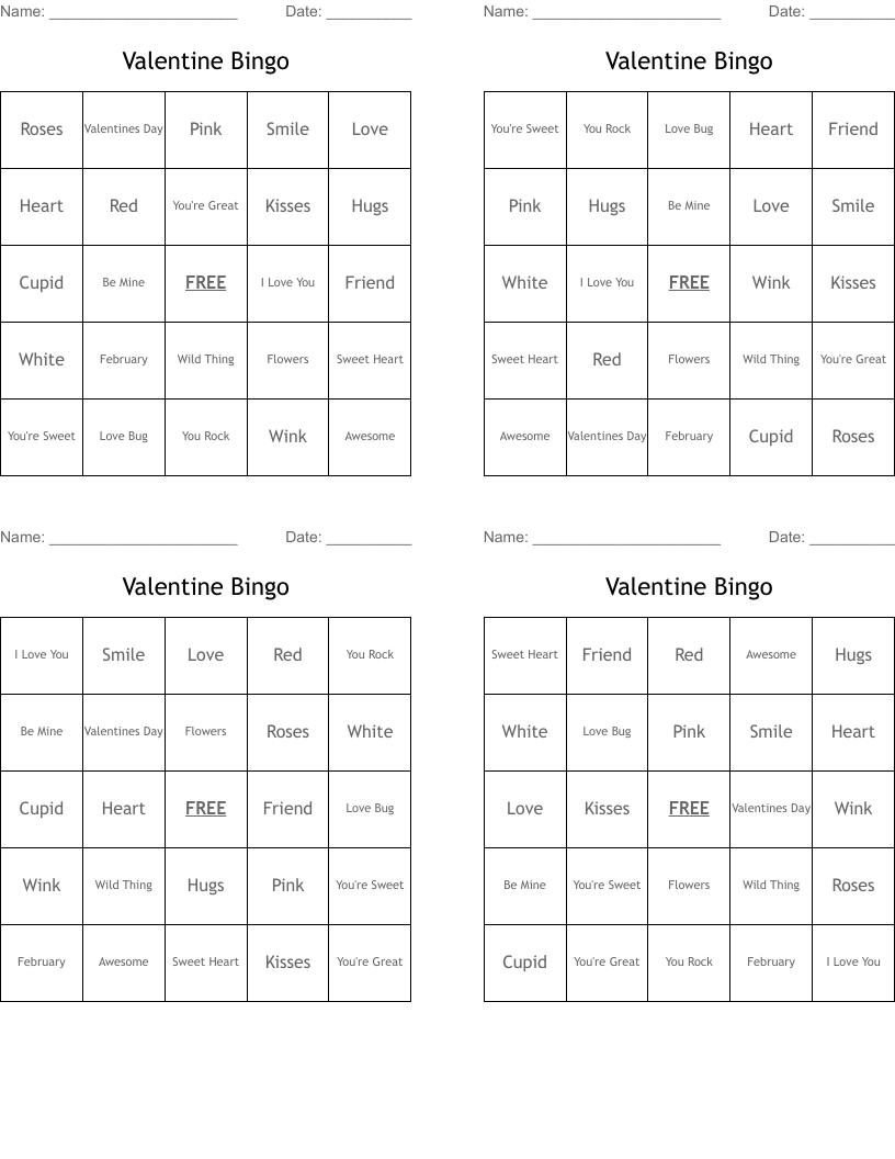 Valentine Bingo