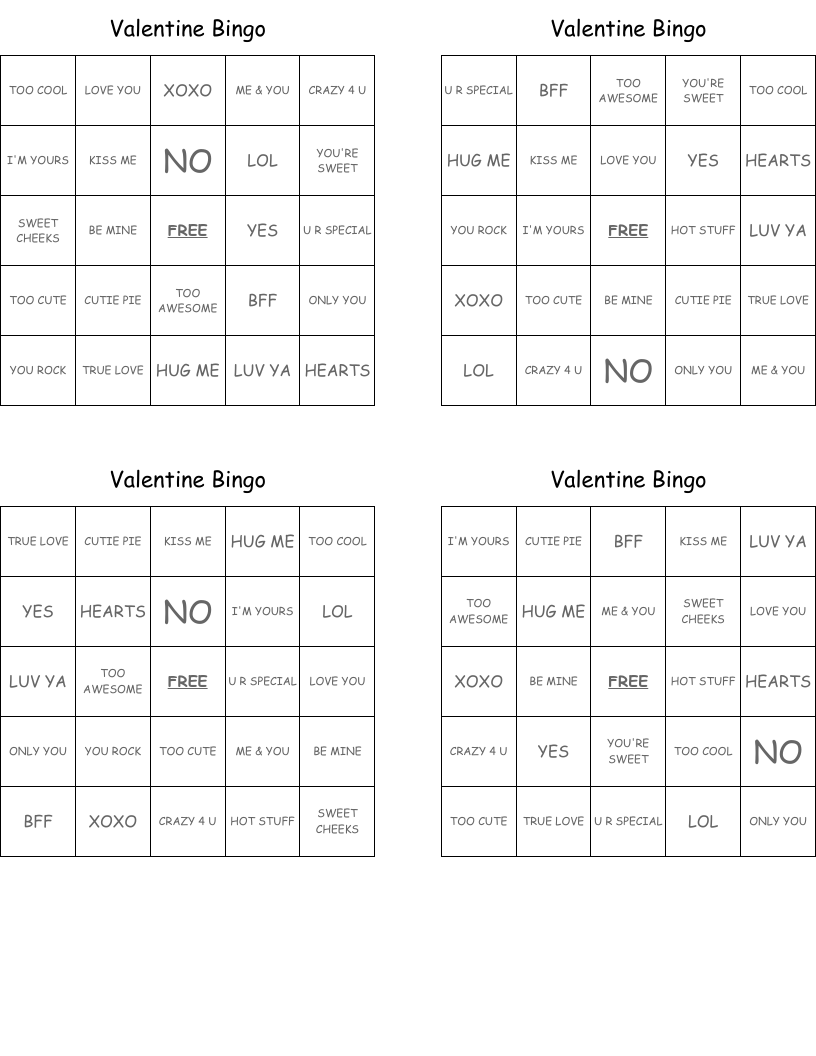 Valentine Bingo