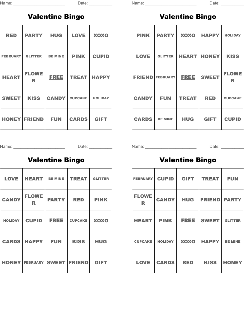 Valentine Bingo
