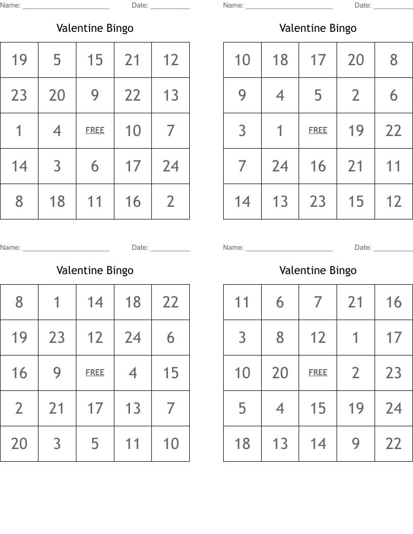 Valentine Bingo