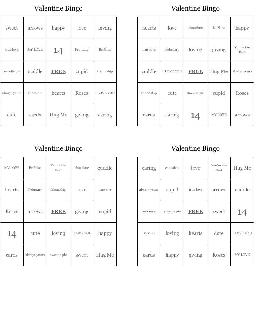 Valentine Bingo  