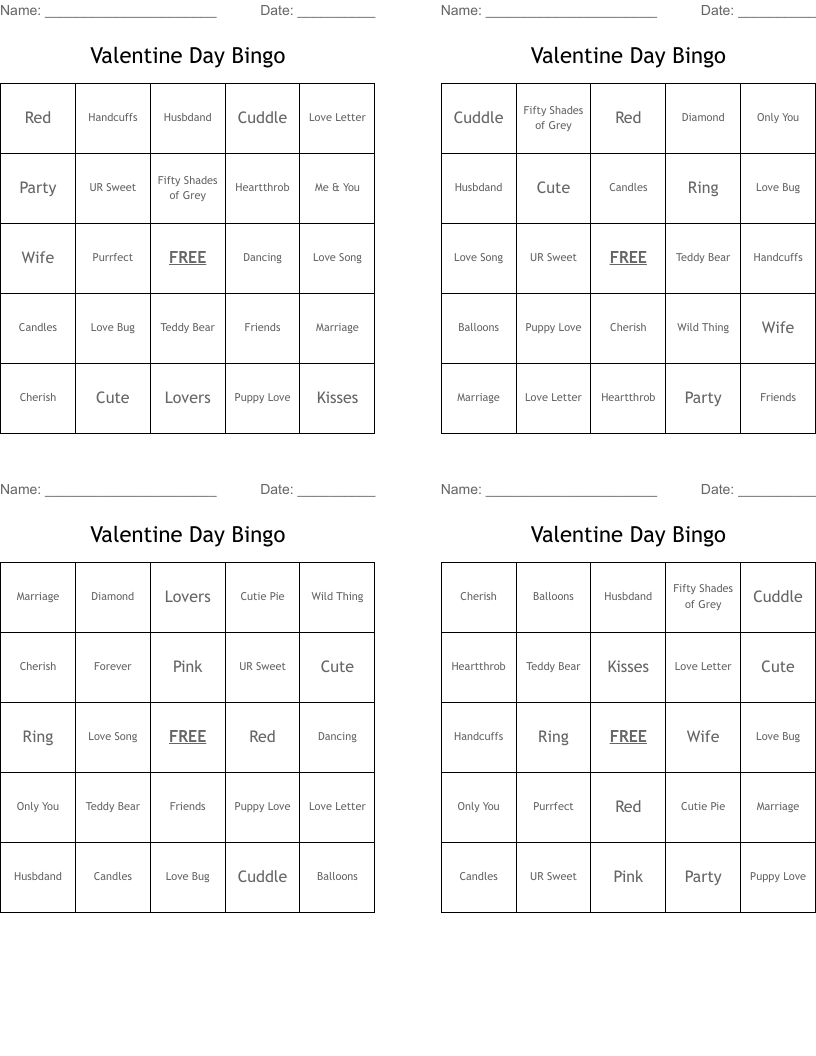 Valentine Day Bingo