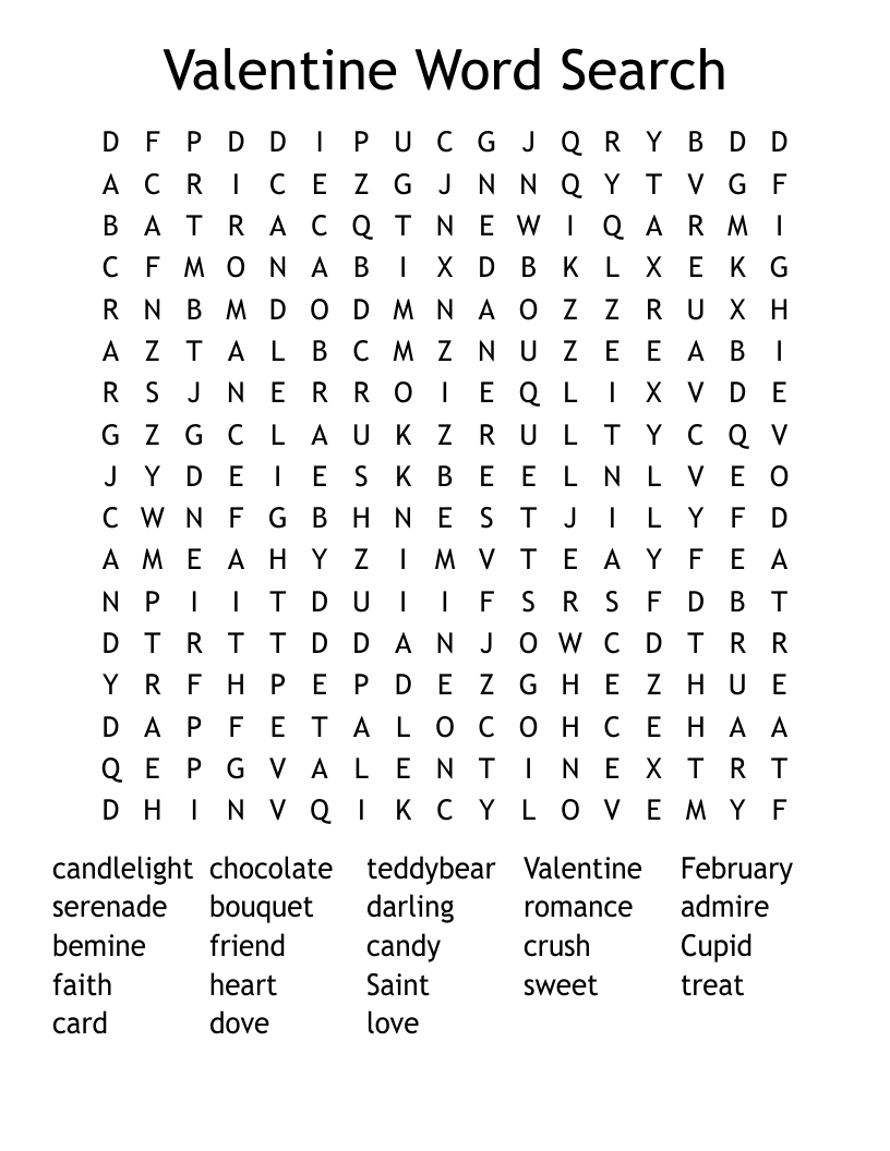 Valentine Word Search
