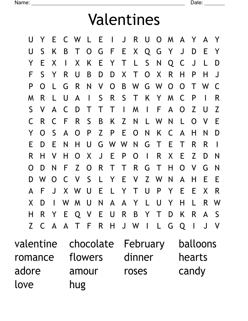 Valentines Word Search