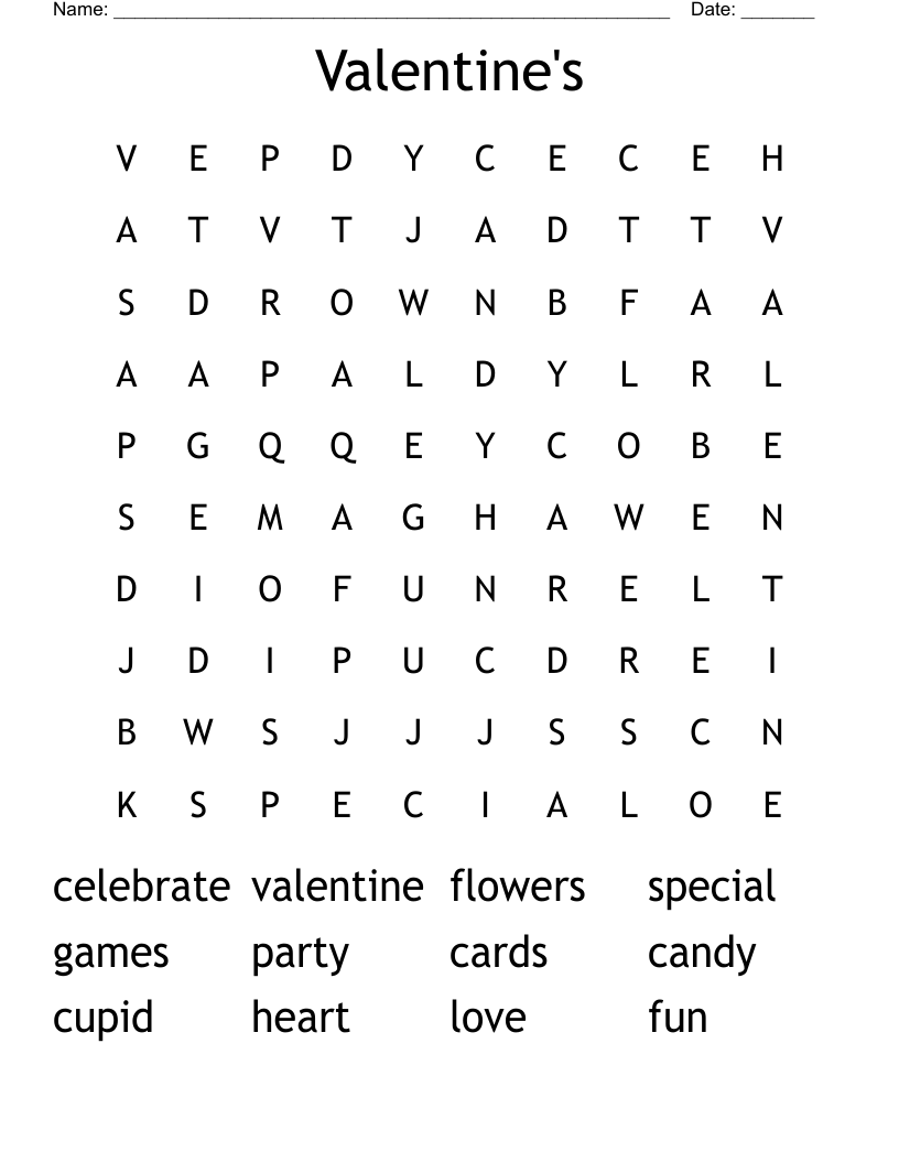 Valentine's Word Search