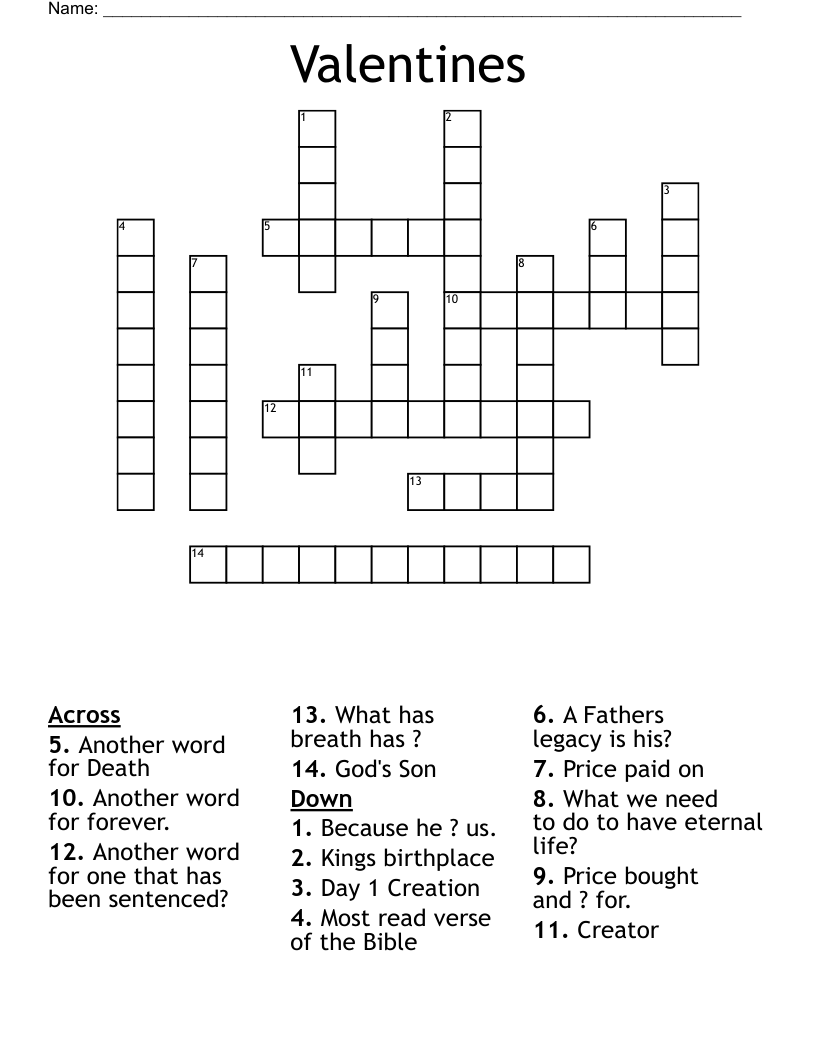 Valentines Crossword