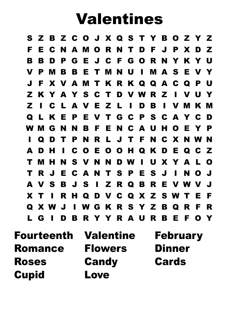 Valentines Word Search