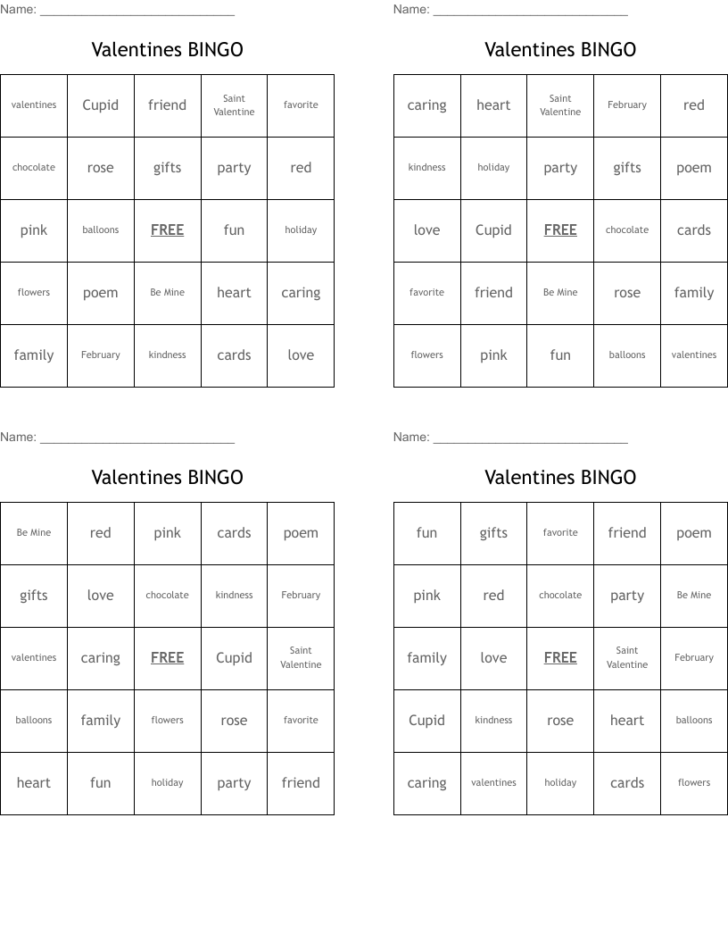 Valentines BINGO