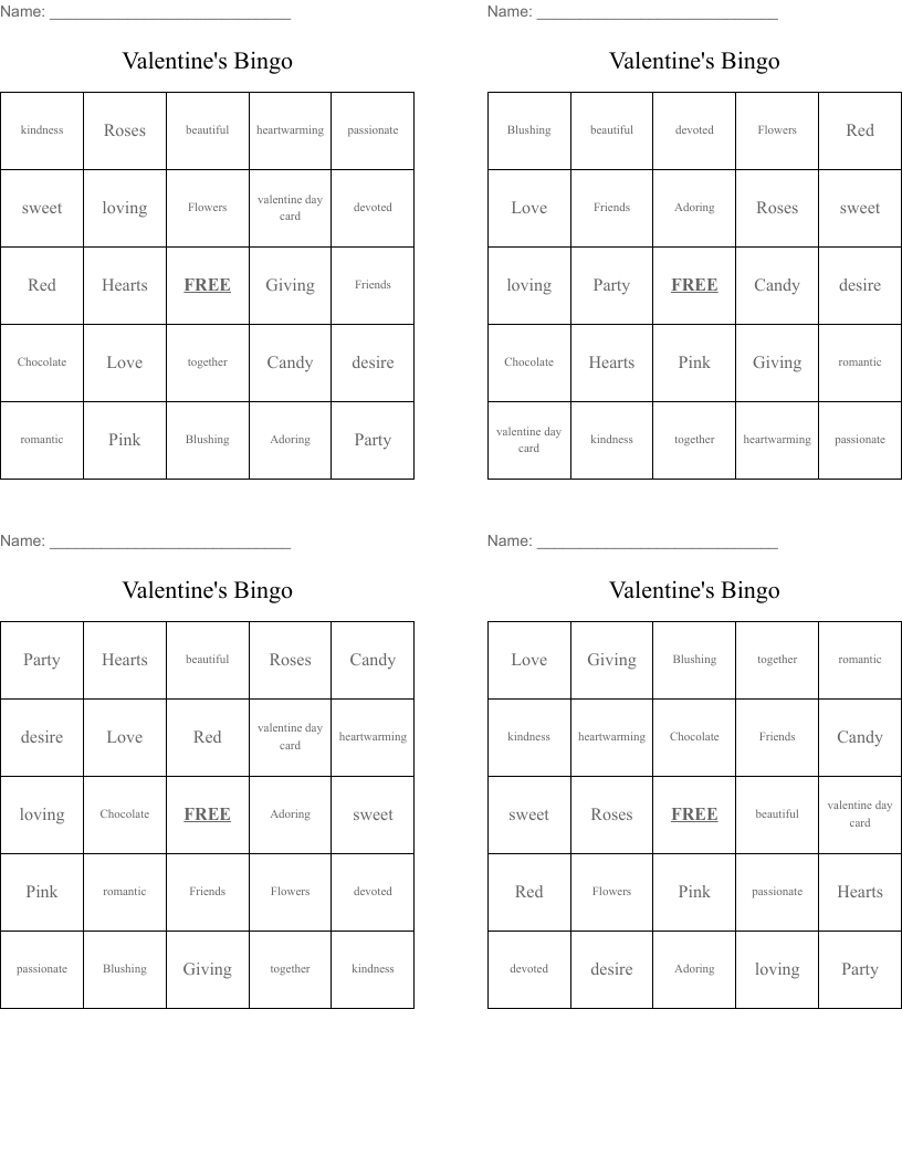Valentine's Bingo