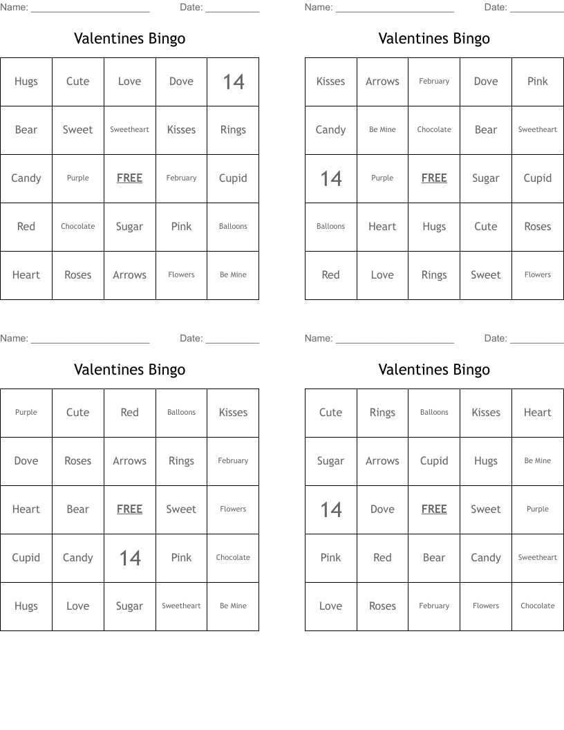 Valentines Bingo