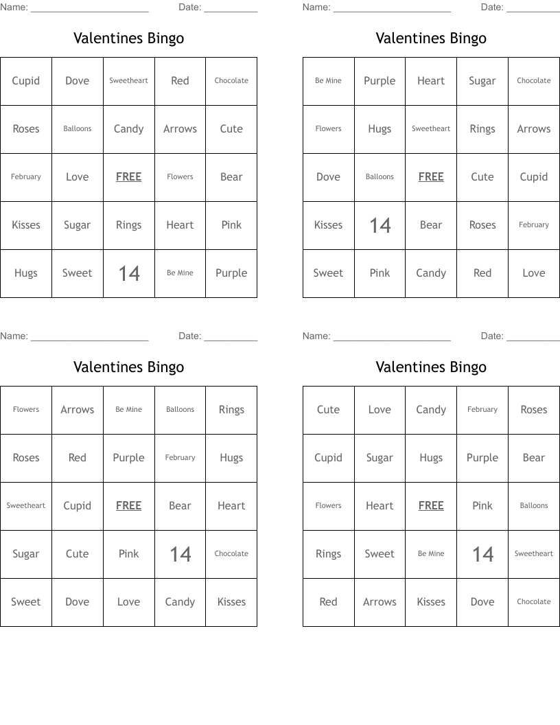 Valentines Bingo