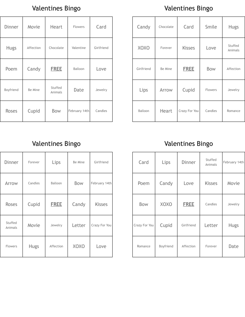 Valentines Bingo
