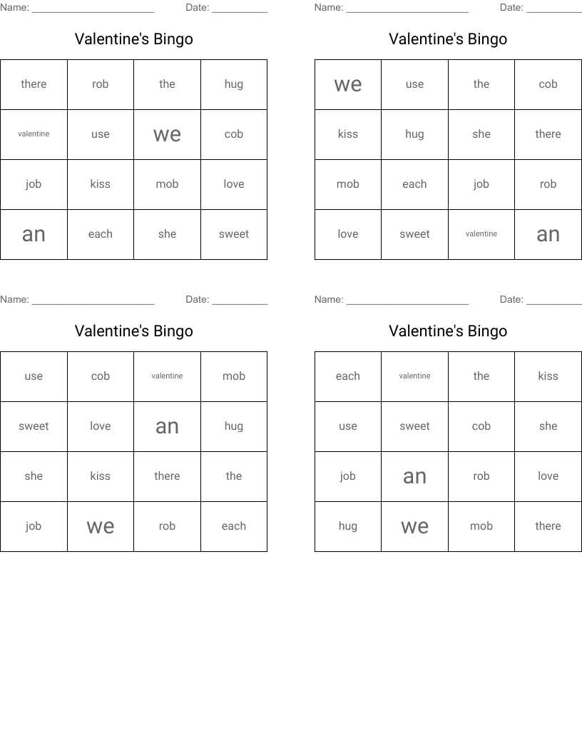 Valentine's Bingo