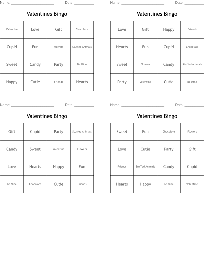 Valentines Bingo