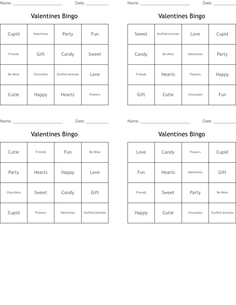 Valentines Bingo