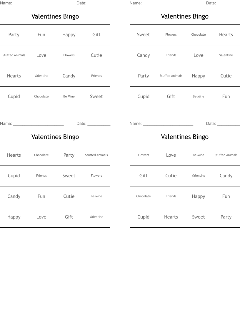 Valentines Bingo