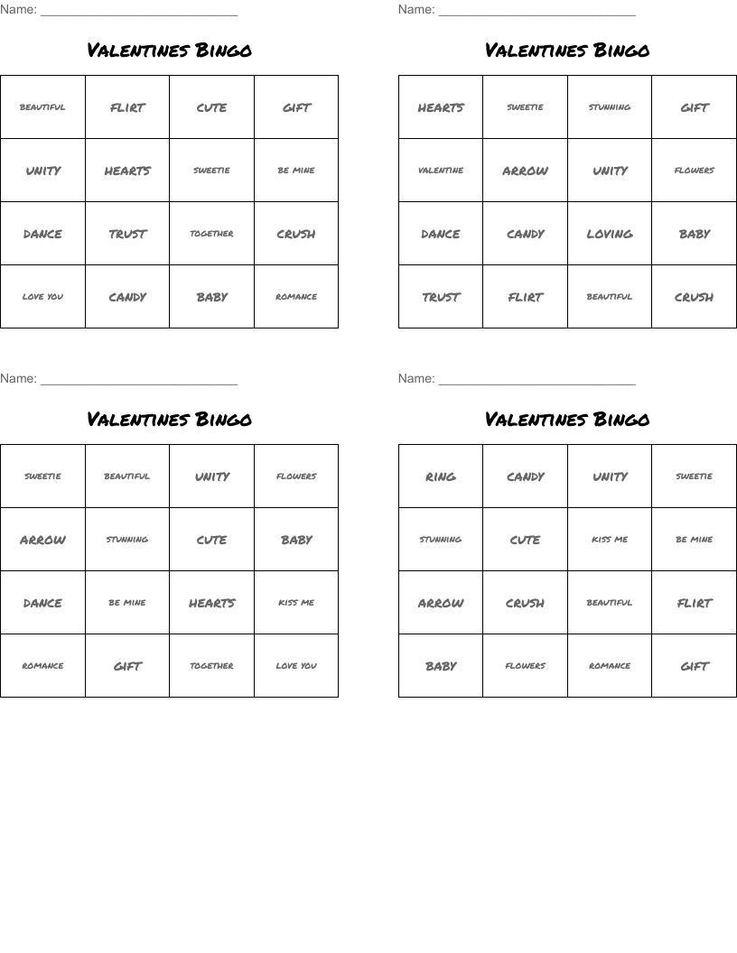 Valentines Bingo