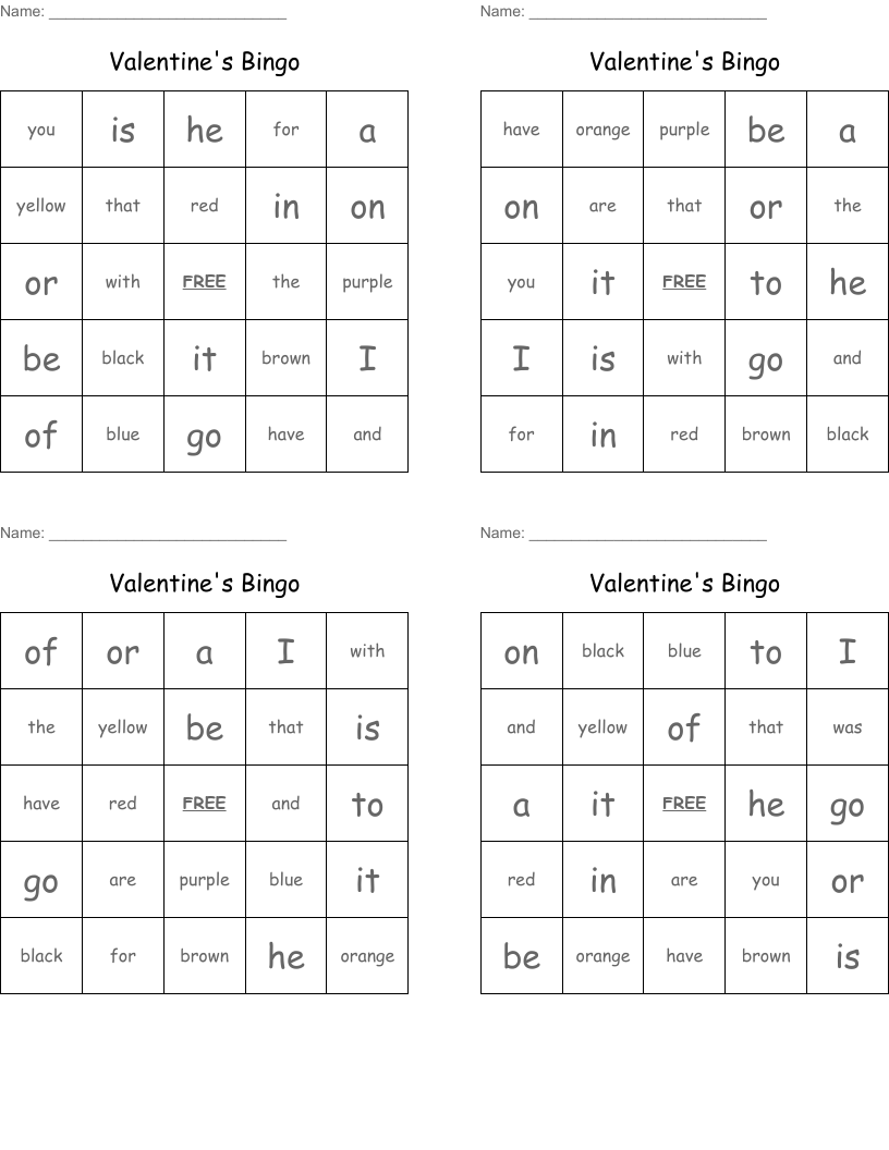Valentine's Bingo