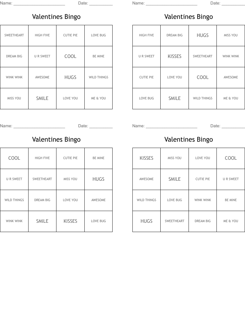 Valentines Bingo 