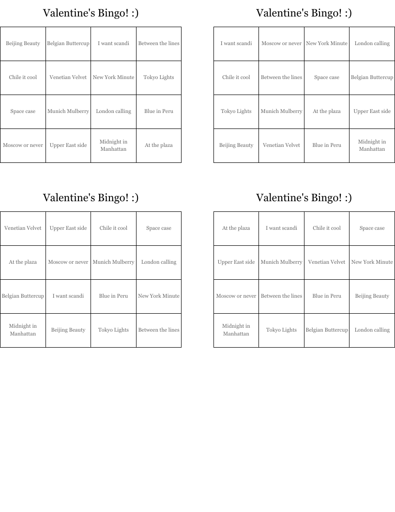 Valentine's Bingo! :) 