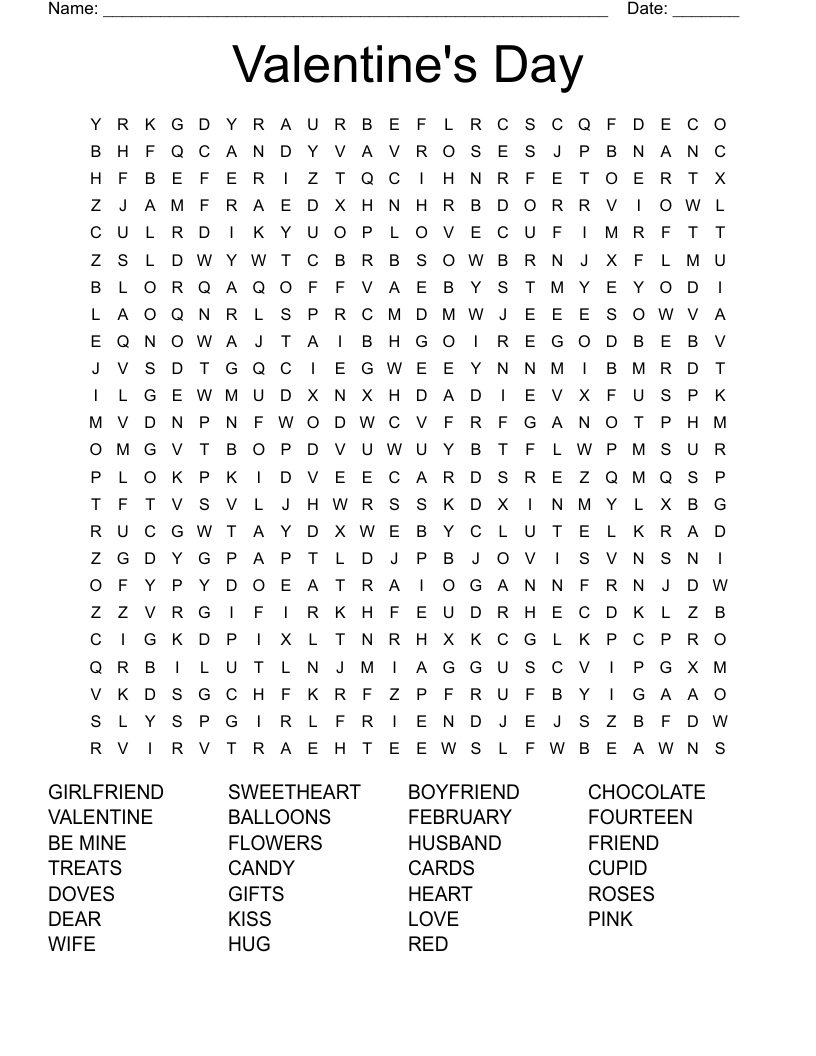 Valentine's Day Word Search