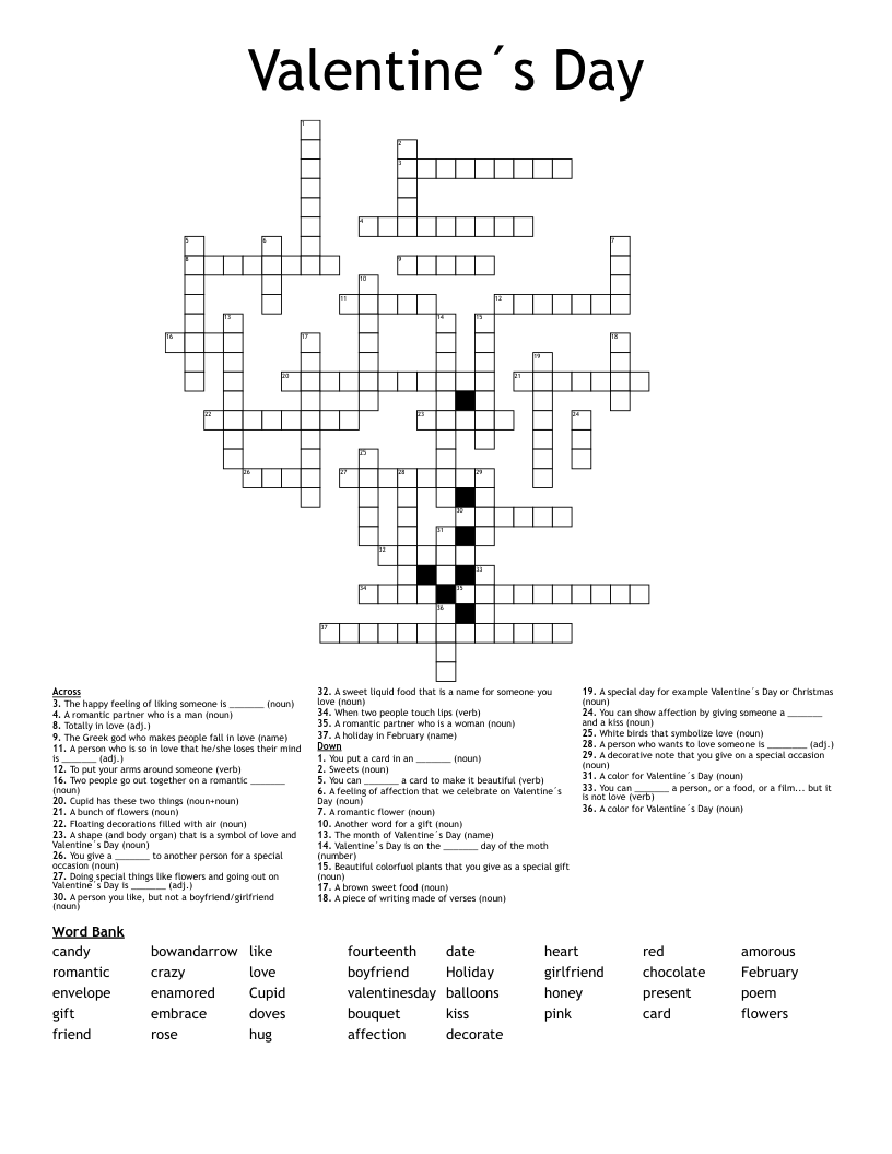 Valentine´s Day Crossword