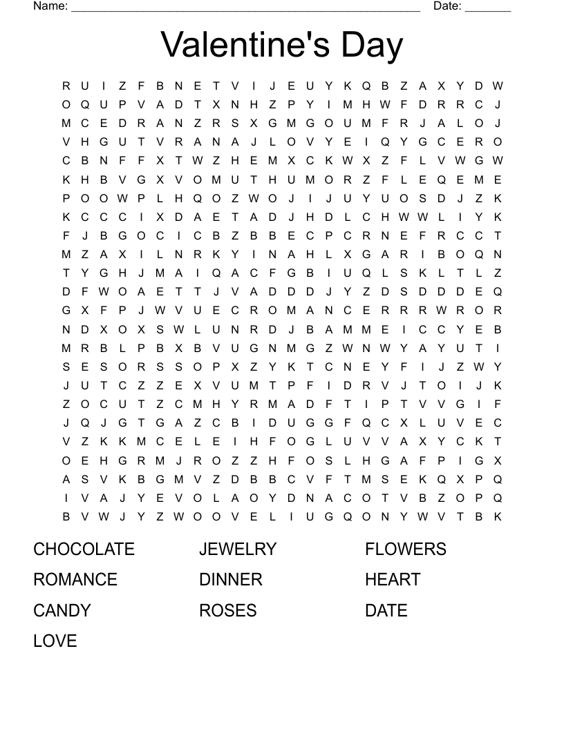 Valentine's Day Word Search