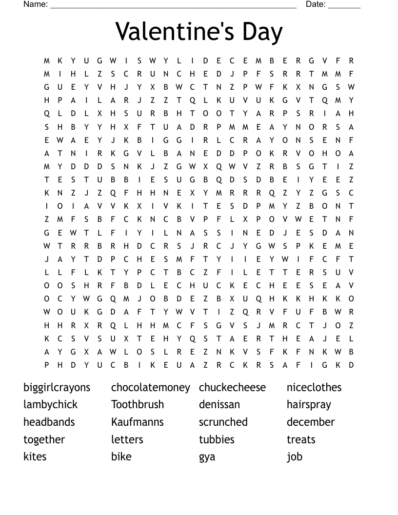 Valentine's Day Word Search