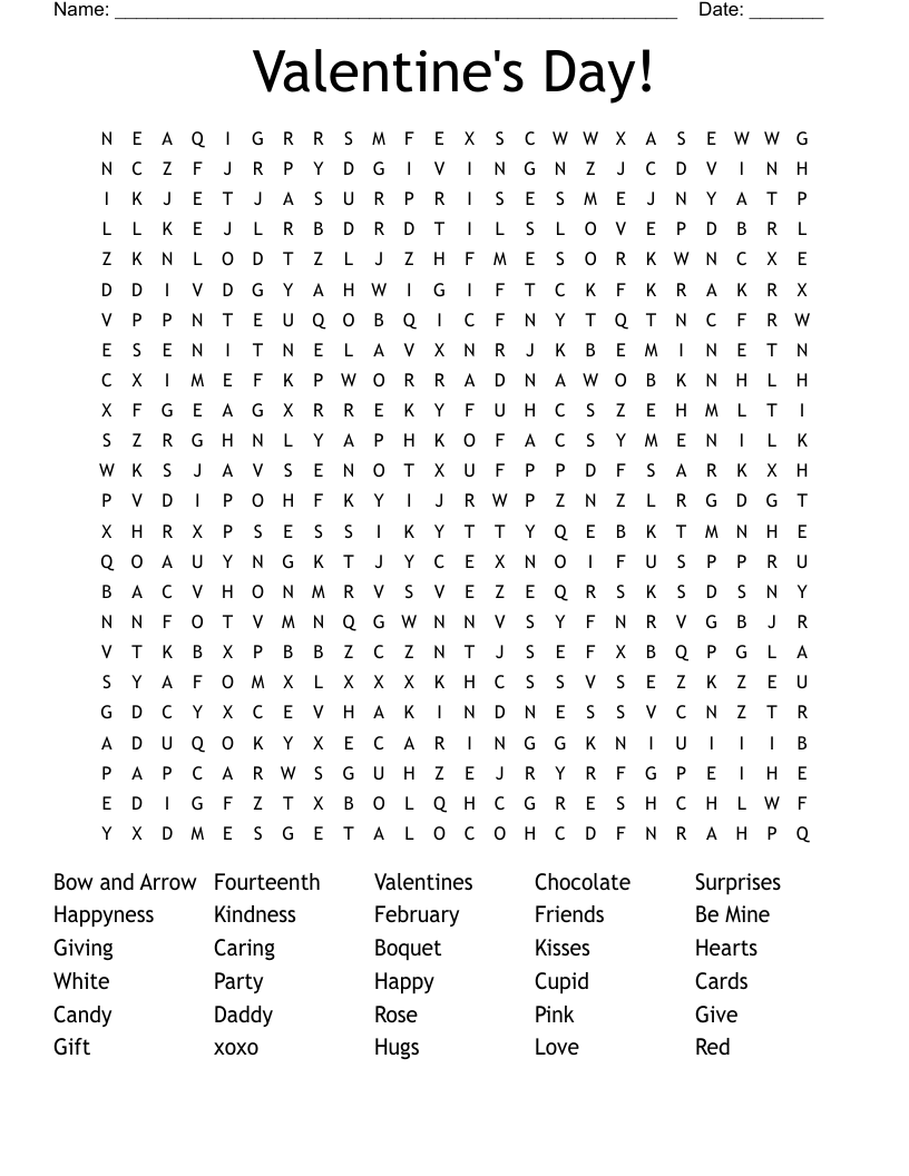 Valentine's Day! Word Search