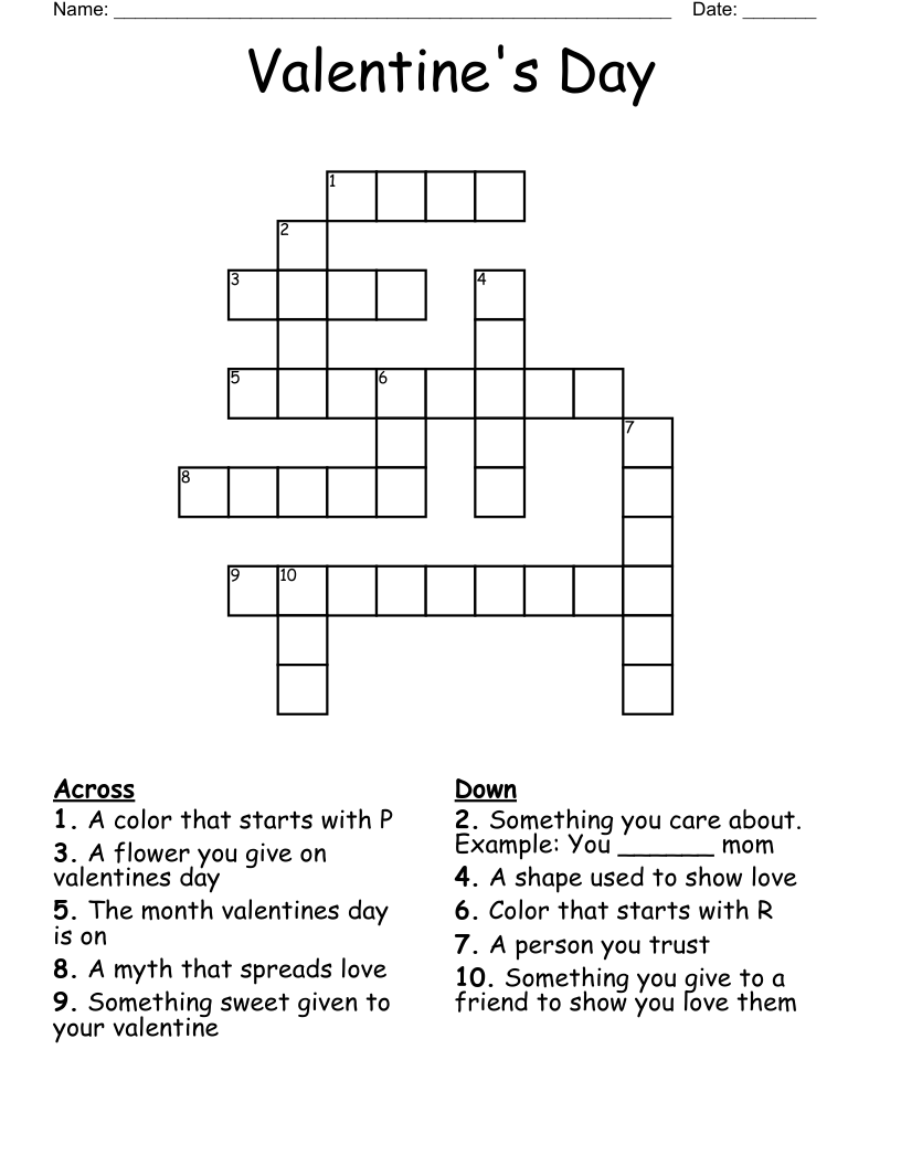 Valentine's Day Crossword