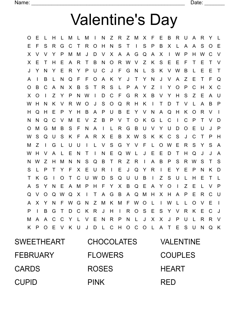 Valentine's Day Word Search