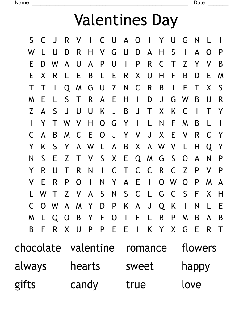Valentines Day Word Search