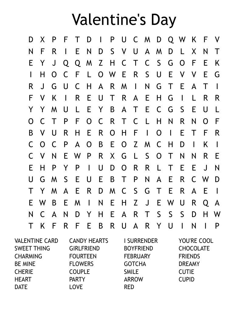 Valentine's Day Word Search